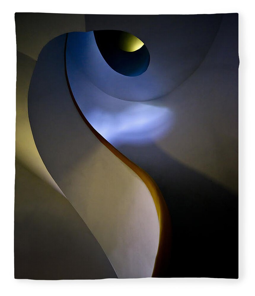 Spiral Fleece Blanket featuring the photograph Spiral concrete modern staircase by Jaroslaw Blaminsky