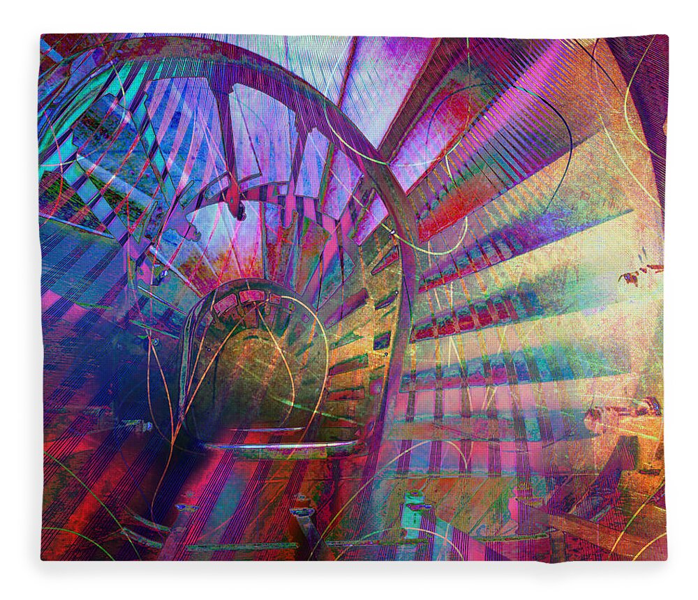 Spiral Fleece Blanket featuring the digital art Spiral Staircase by Barbara Berney