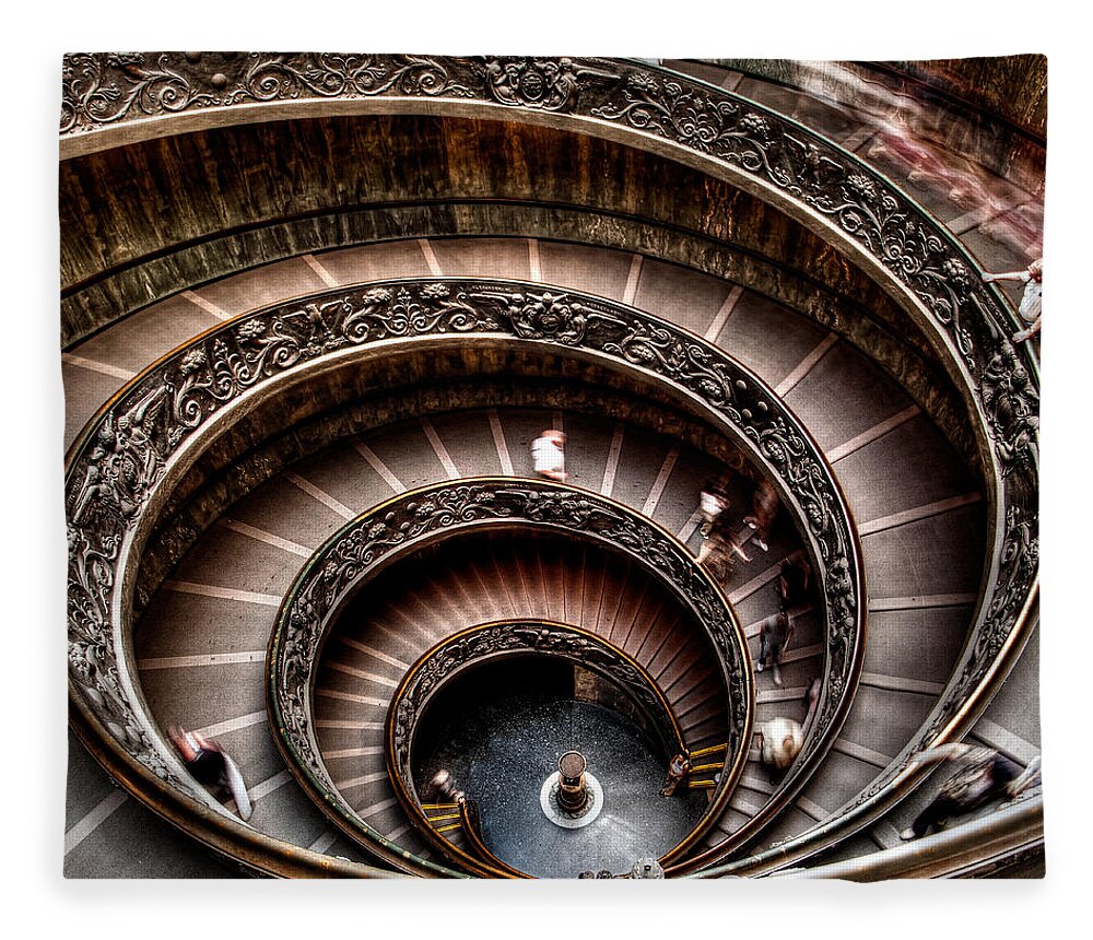 Spiral Staircase Fleece Blanket featuring the photograph Spiral Staircase No1 by Weston Westmoreland