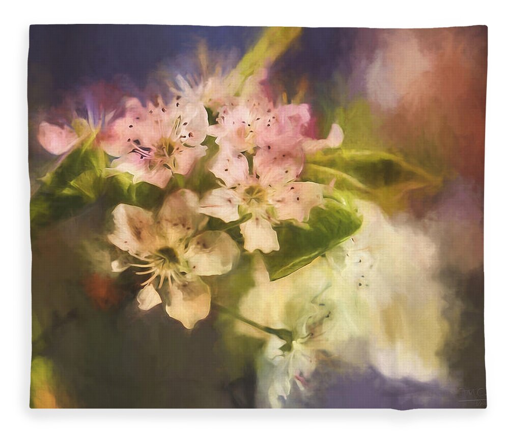 Magnolia Fleece Blanket featuring the painting Splash of Spring by Theresa Campbell