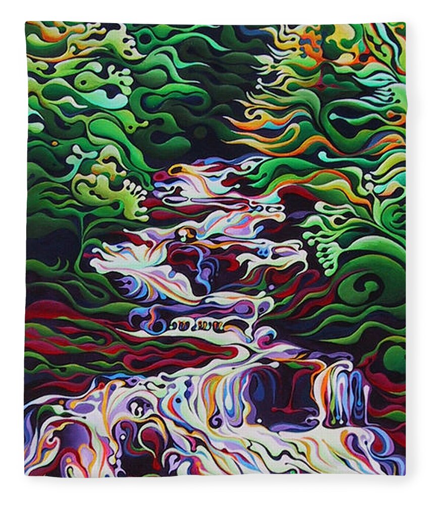 Waterfall Fleece Blanket featuring the painting Spring Cascade by Amy Ferrari