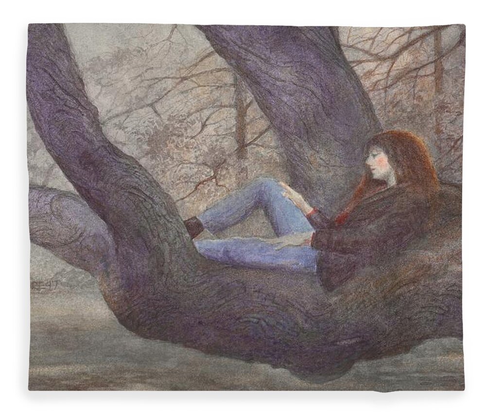 Portrait Fleece Blanket featuring the painting Spring Dreaming by David Ladmore