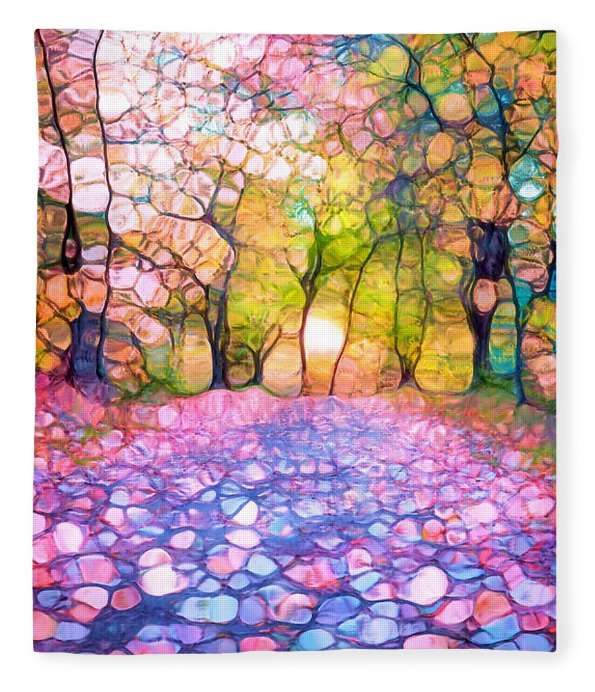 Tree Fleece Blanket featuring the digital art Spring Walkways by Tara Turner