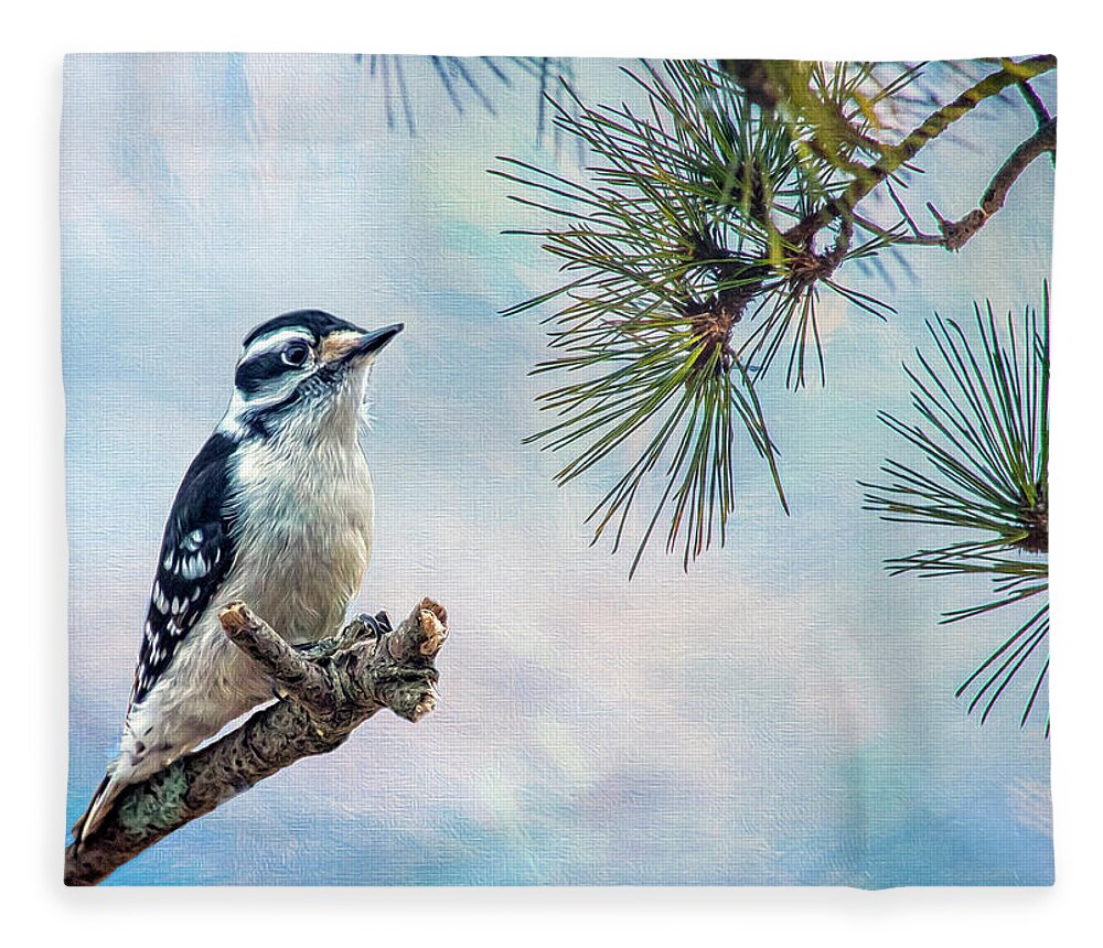 Woodpecker Fleece Blanket featuring the photograph Spring Woodpecker by Cathy Kovarik
