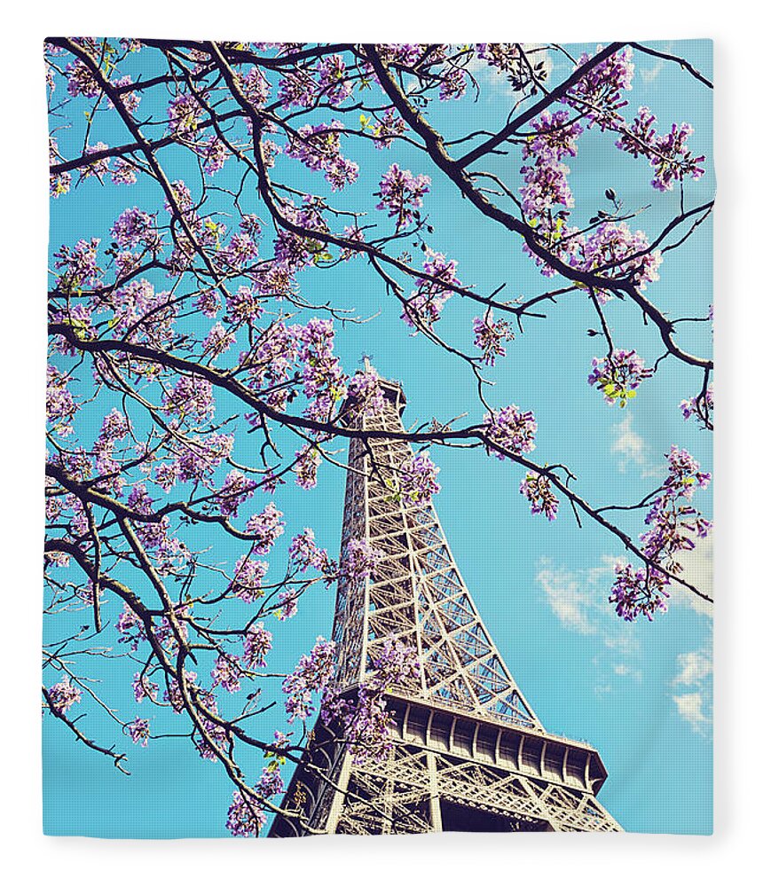Paris Photography Fleece Blanket featuring the photograph Springtime in Paris - Eiffel Tower Photograph by Melanie Alexandra Price