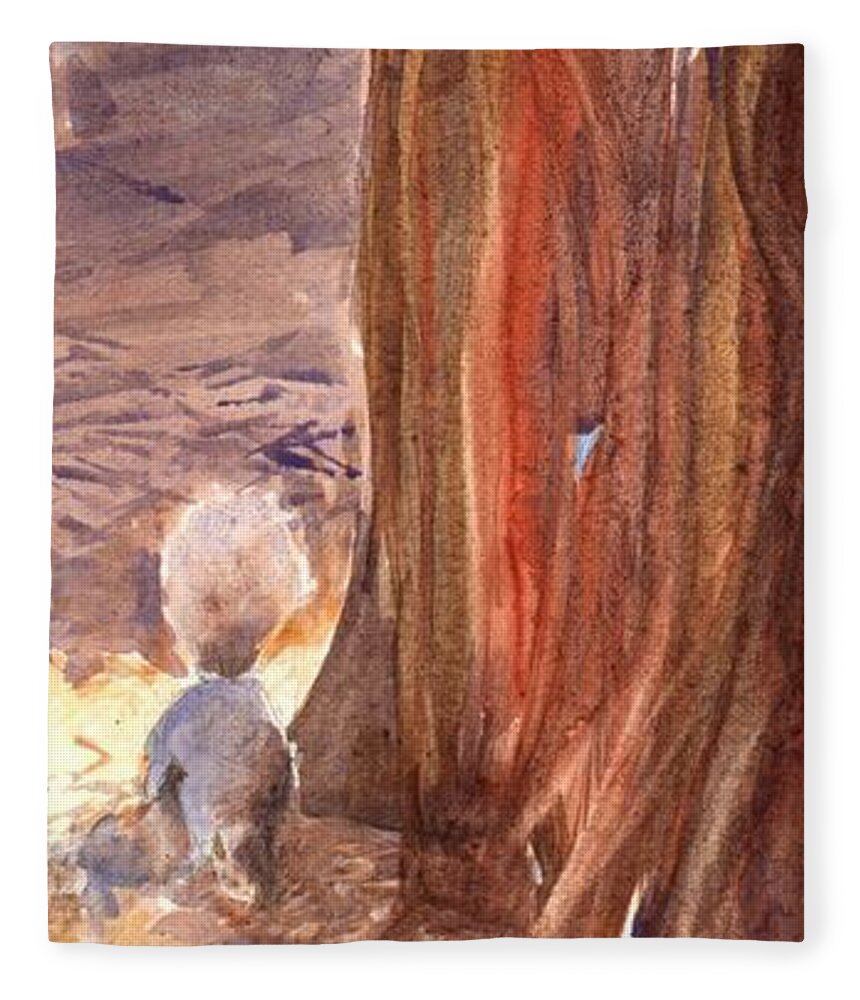 Squirrel Fleece Blanket featuring the painting Squirrel by David Ladmore