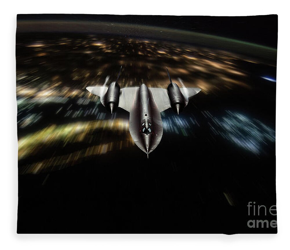 Sr-71 Fleece Blanket featuring the digital art SR-71 Night Stalker by Airpower Art