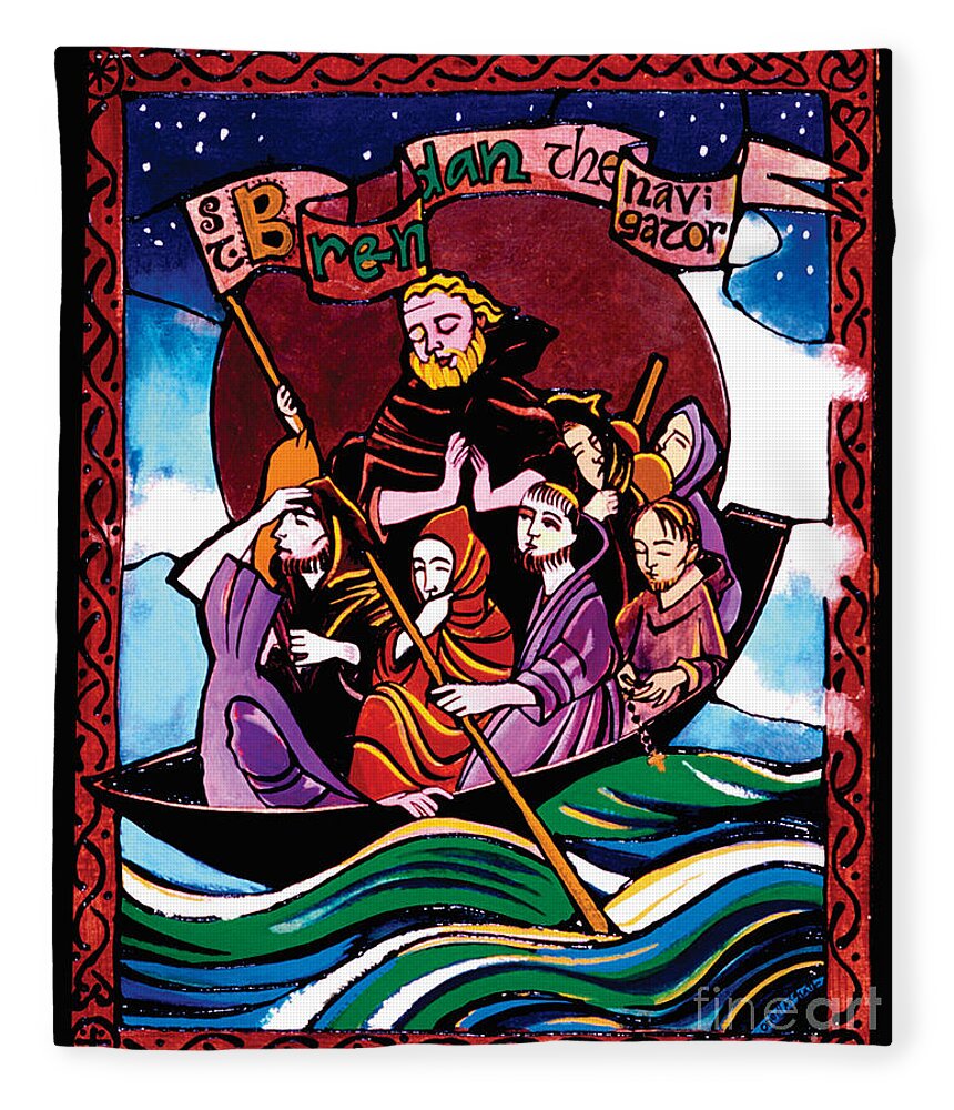 St. Brendan The Navigator Fleece Blanket featuring the painting St. Brendan the Navigator - MMBRE by Br Mickey McGrath OSFS