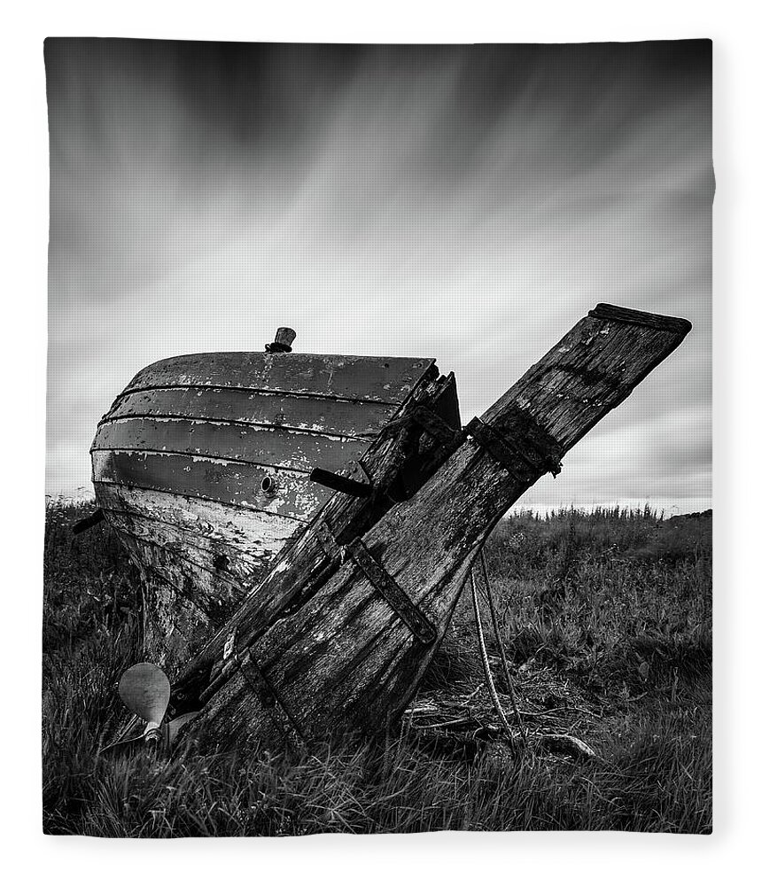 Fishing Boat Fleece Blanket featuring the photograph St Cyrus Wreck by Dave Bowman