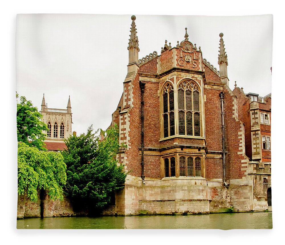Cambridge Fleece Blanket featuring the photograph St Johns College from the Backs. by Elena Perelman