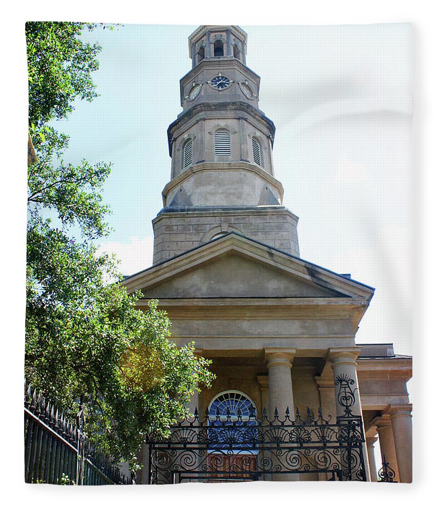 Architecture Fleece Blanket featuring the photograph St. Phillips Episcopal Church, Charleston, South Carolina by Sharon McConnell