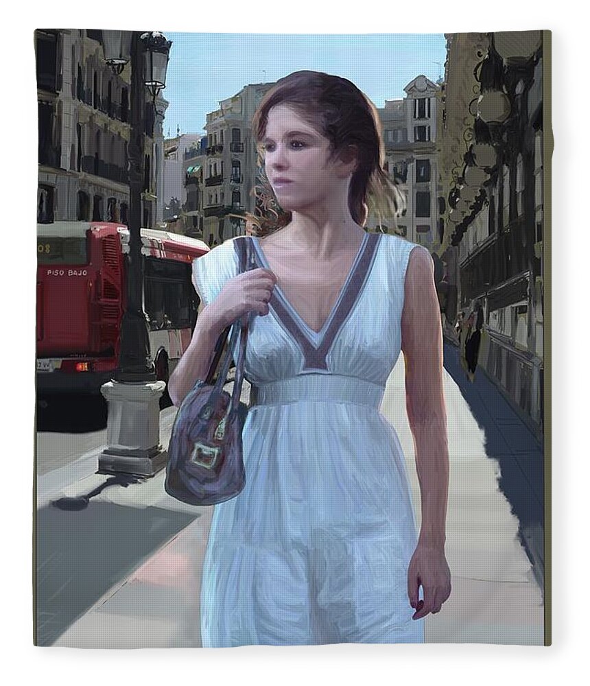 Victor Shelley Fleece Blanket featuring the digital art Standing Figure In Situ by Victor Shelley