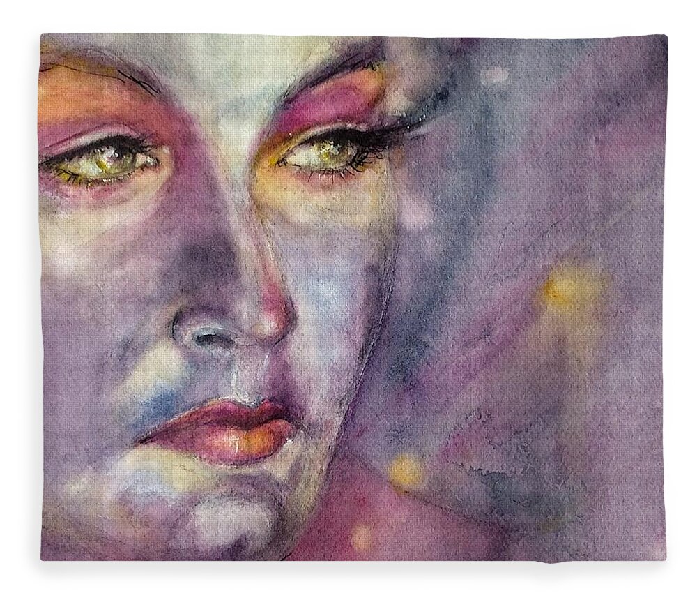 Portrait Fleece Blanket featuring the painting Star Gazer by Judith Levins