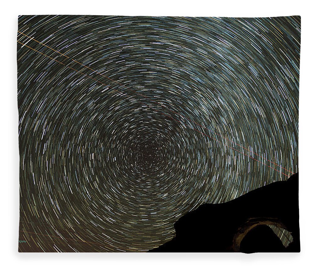 Colorado Plateau Fleece Blanket featuring the photograph Star Trails by Jim Thompson