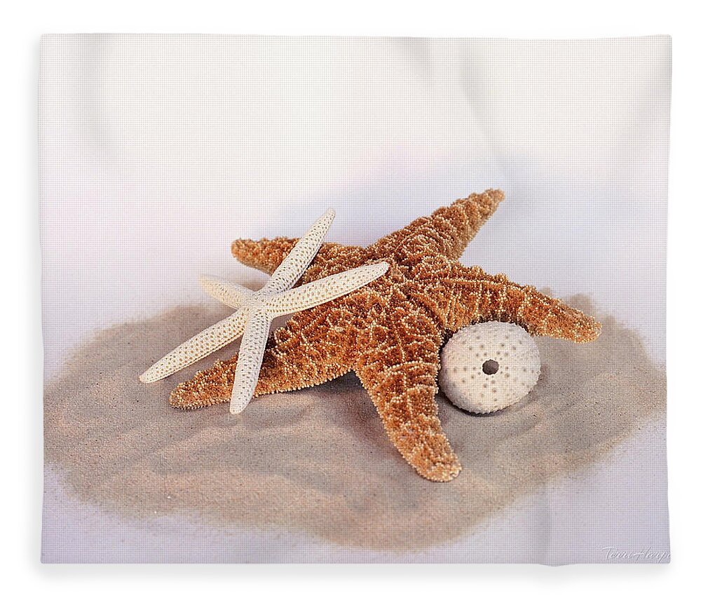 Starfish Fleece Blanket featuring the photograph Starfish Still Life by Terri Harper