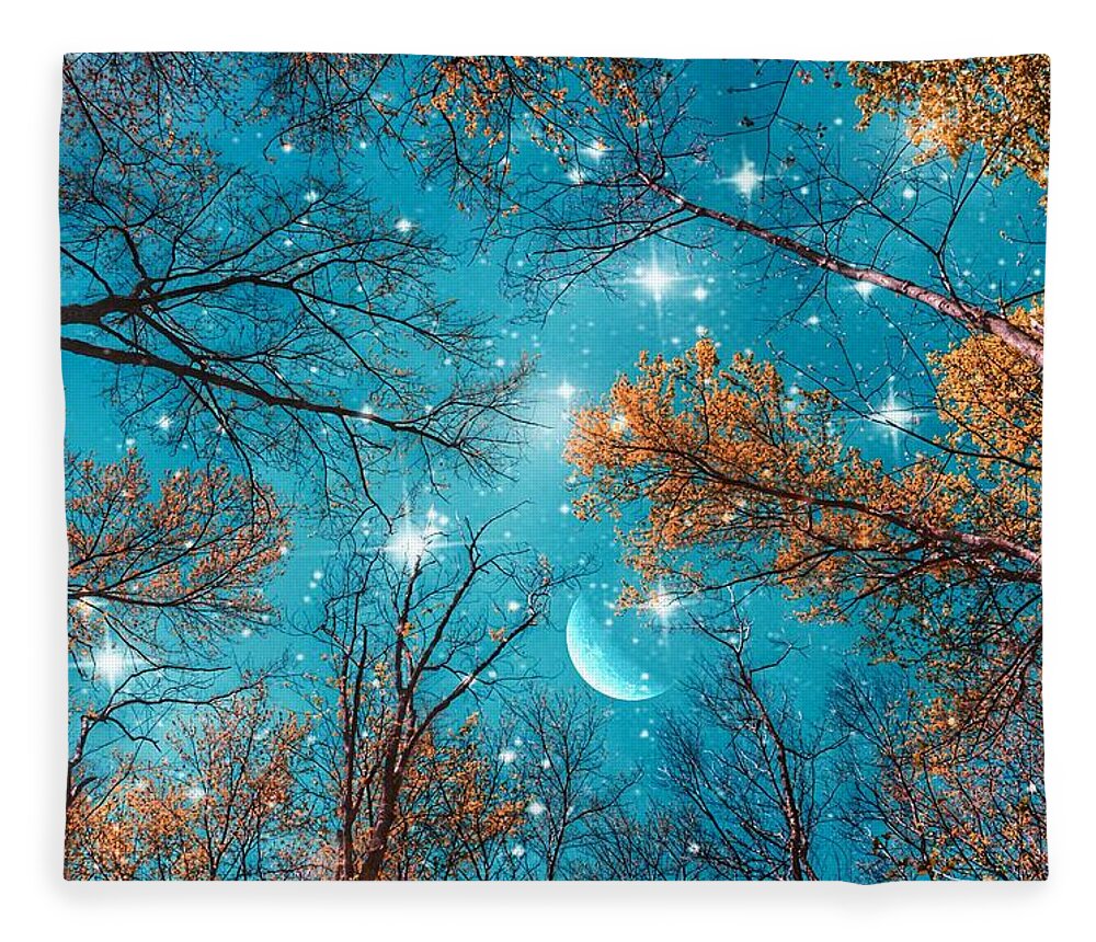 Starry Sky In The Woods Fleece Blanket featuring the photograph Starry Sky in the Woods by Marianna Mills