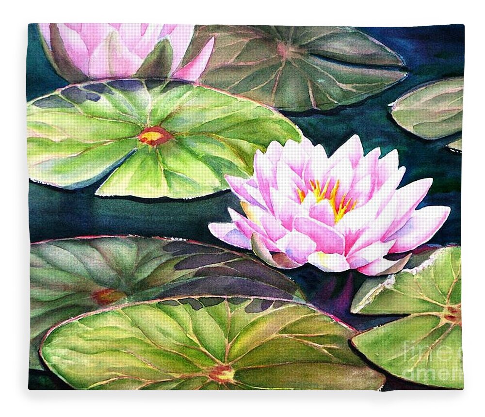 Lily Fleece Blanket featuring the painting Stay Awhile and Simply Sit by Petra Burgmann