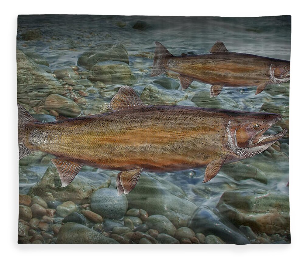 Art Fleece Blanket featuring the photograph Steelhead Trout Fall Migration by Randall Nyhof
