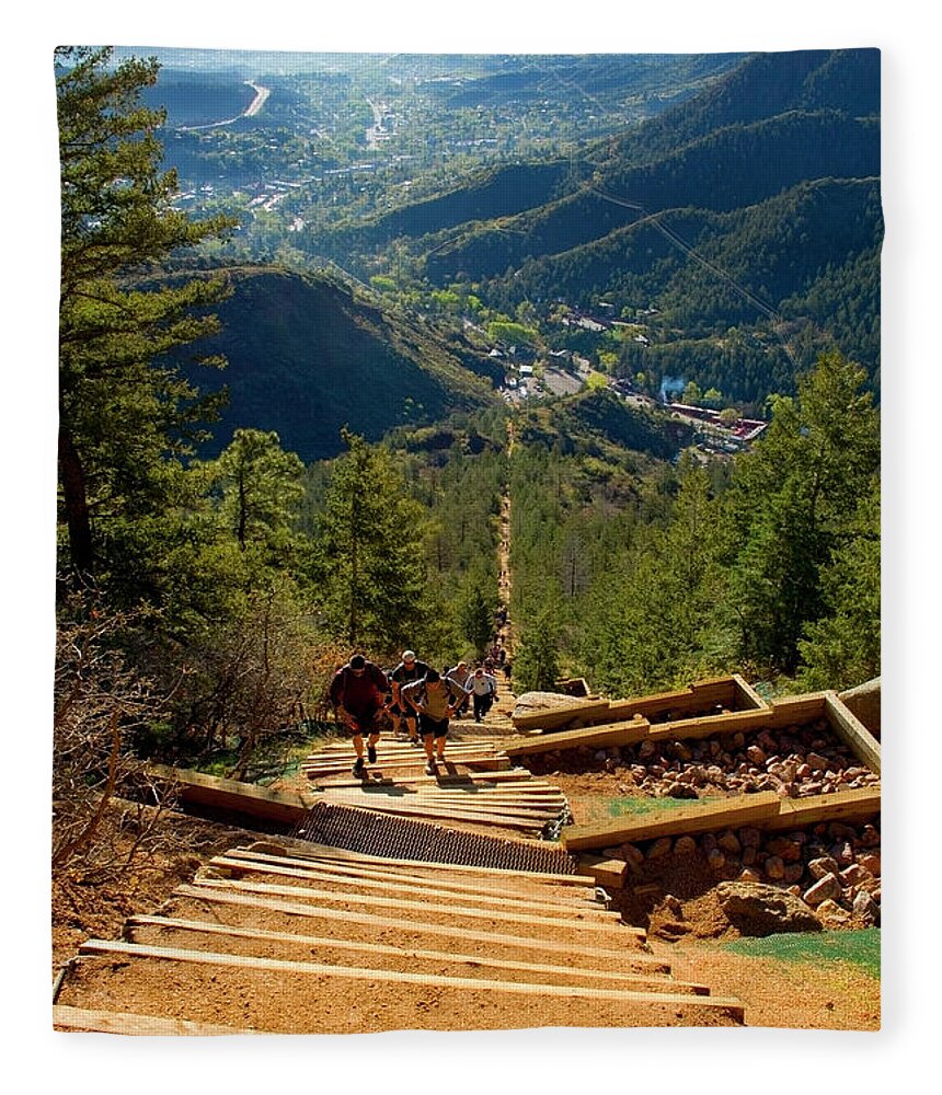 Hikers Fleece Blanket featuring the photograph Steep Manitou Incline and Barr Trail by Steven Krull