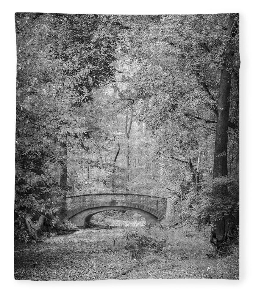 Stone Bridge Fleece Blanket featuring the photograph Stone Bridge In The Woods by Tamara Becker