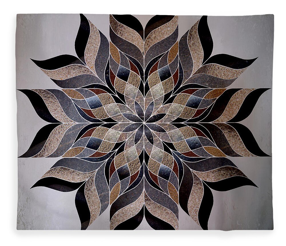 Mandala Fleece Blanket featuring the digital art Stone Mandala by Terry Davis