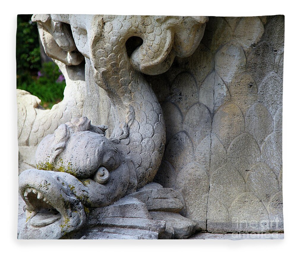 Sculpture Fleece Blanket featuring the photograph Stone Serpent by Dean Triolo