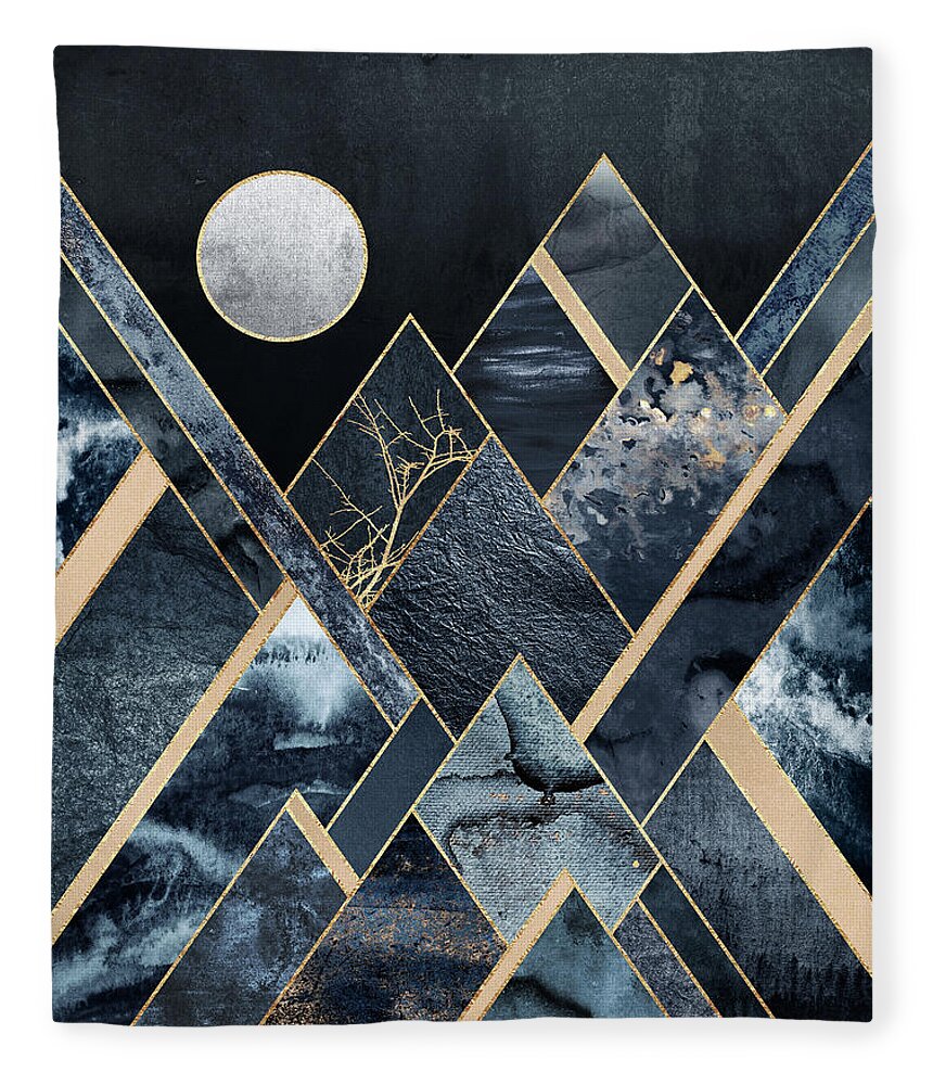 Graphic Fleece Blanket featuring the digital art Stormy Mountains by Elisabeth Fredriksson