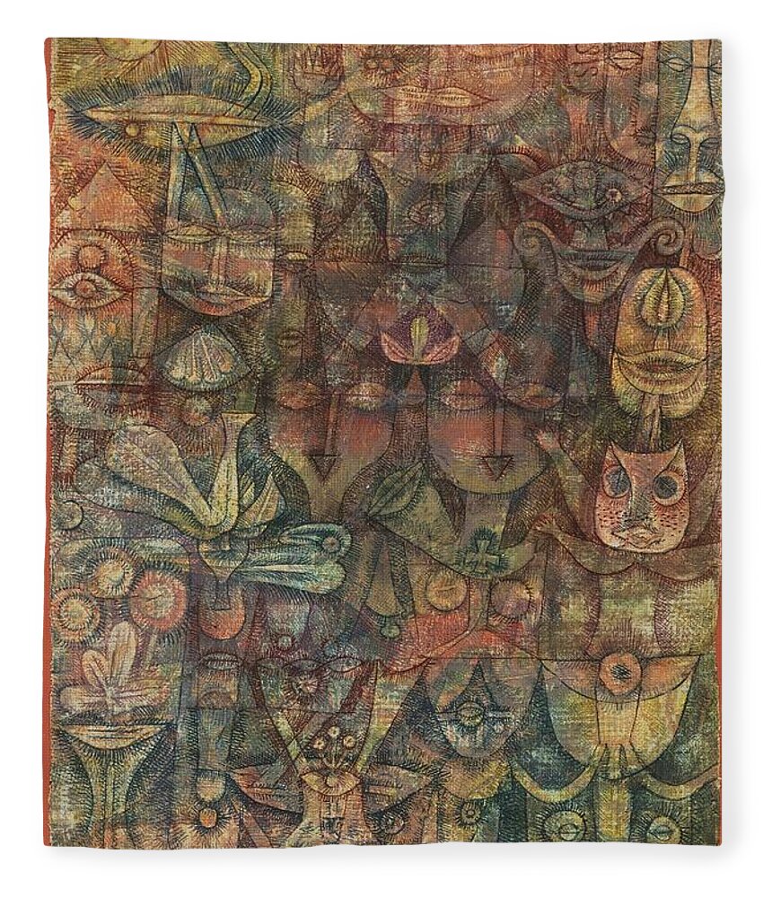 Paul Klee Fleece Blanket featuring the painting Strange Garden by Paul Klee