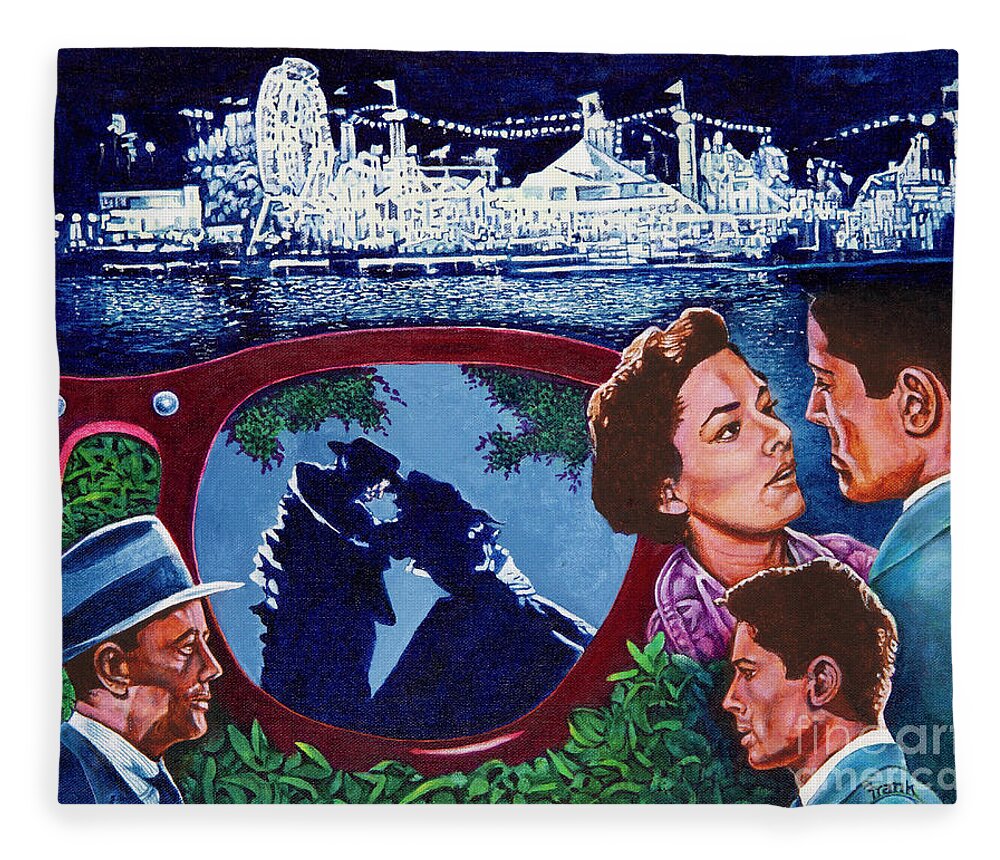 Farley Granger Fleece Blanket featuring the painting Strangers by Michael Frank