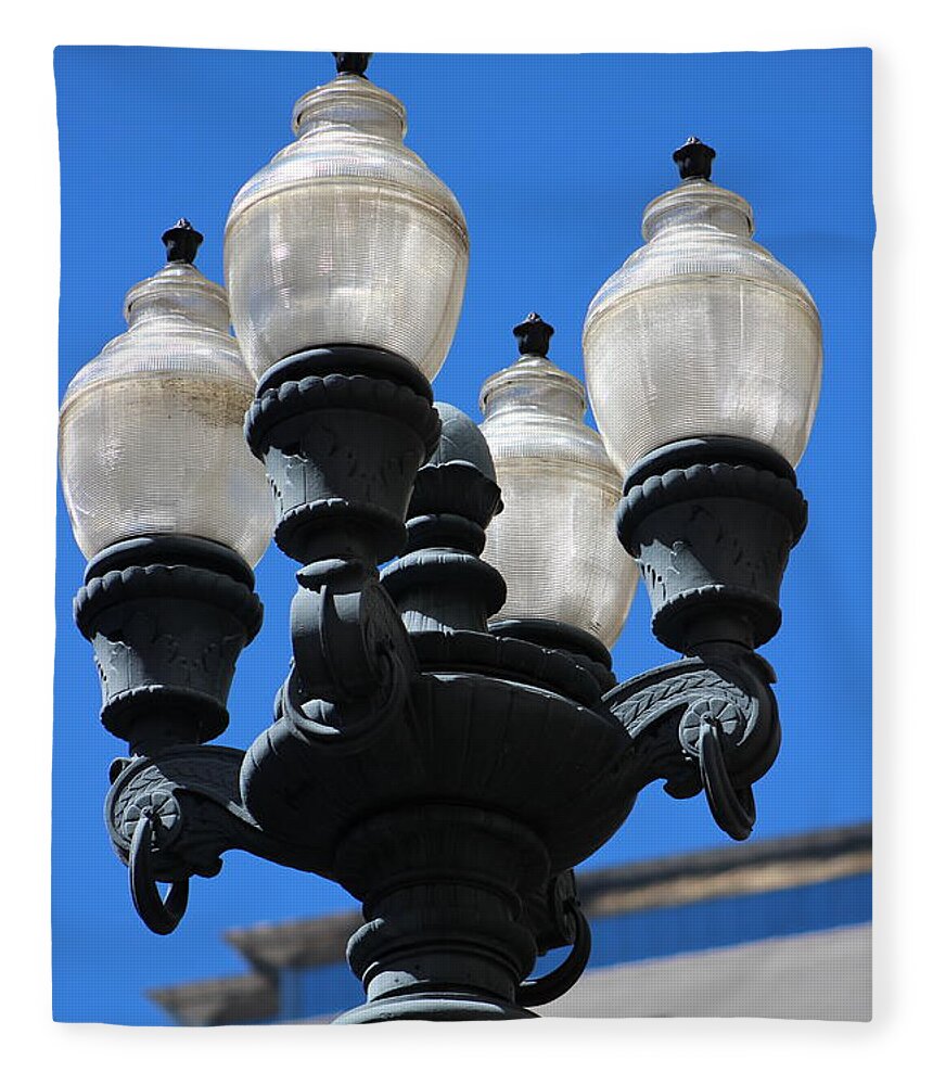 Street Lamps Fleece Blanket featuring the photograph Street Lamp Downtown Chicago Illinois by Colleen Cornelius