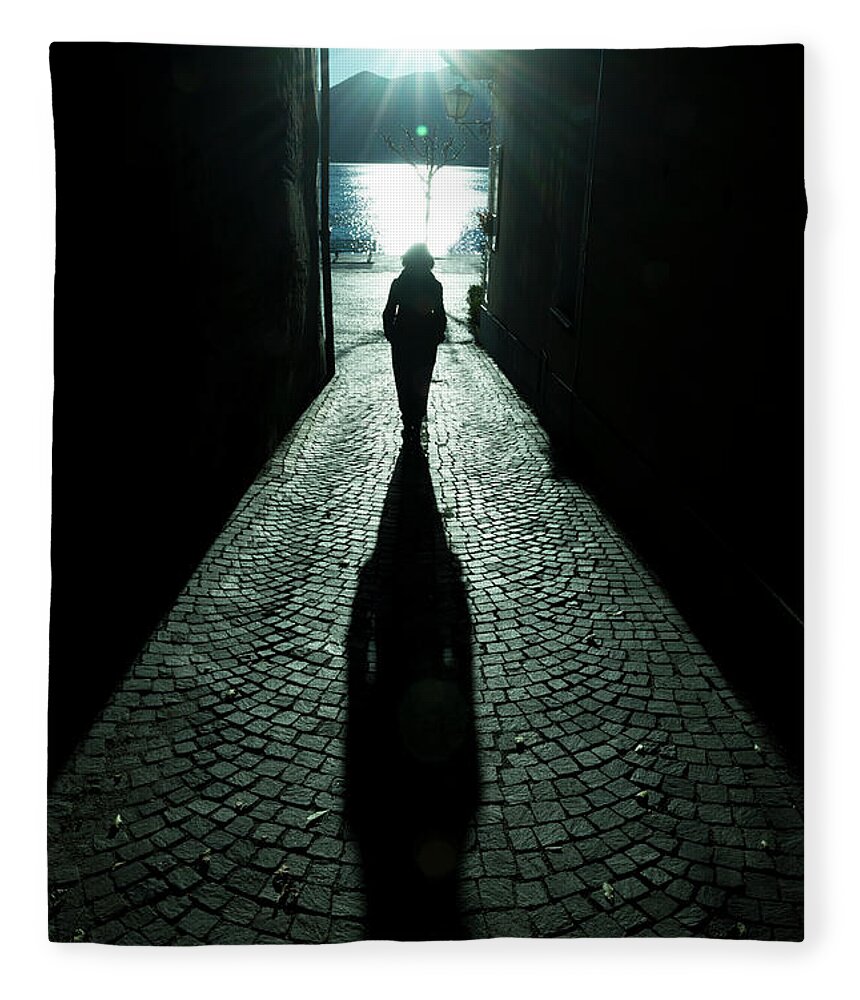 Woman Fleece Blanket featuring the photograph Street with Sunbeam by Mats Silvan