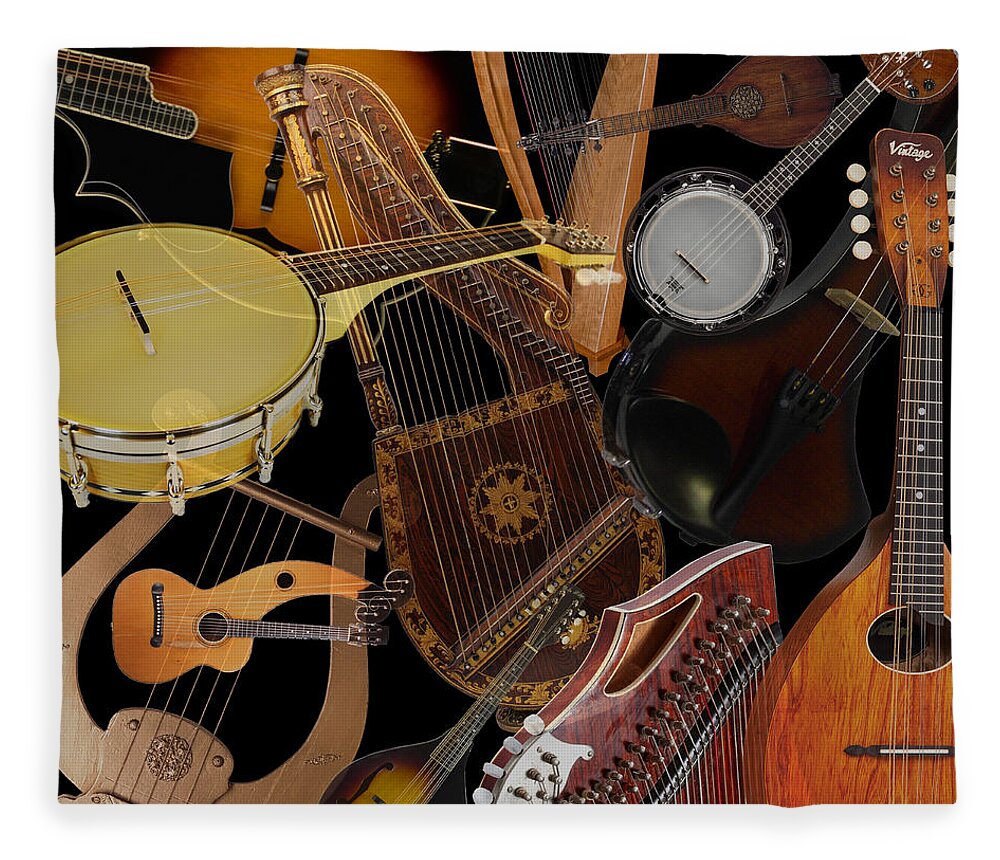 Banjo Fleece Blanket featuring the photograph String Instruments 2 by Andrew Fare