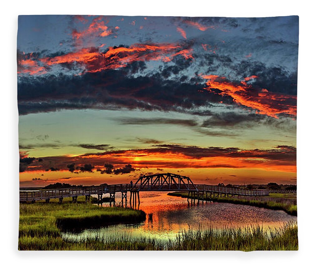 Topsail Island Fleece Blanket featuring the photograph Stripes by DJA Images