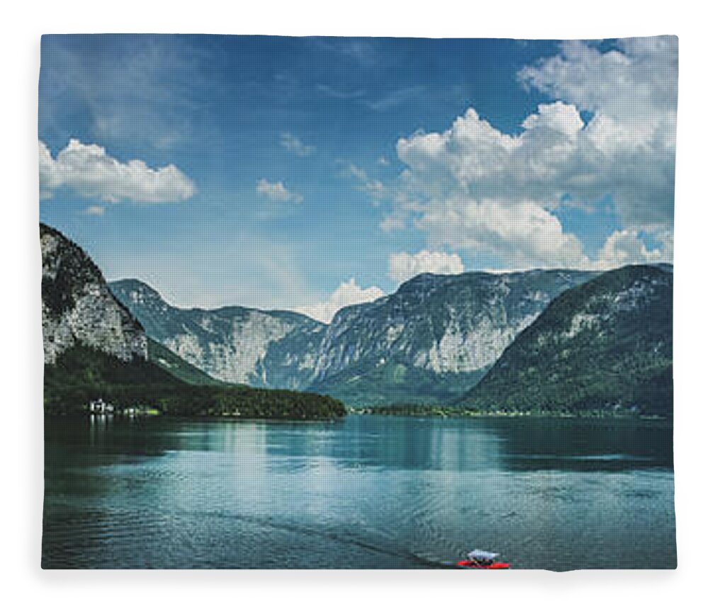 Architecture Fleece Blanket featuring the photograph Stunning Lake Hallstatt Panorama by Andy Konieczny
