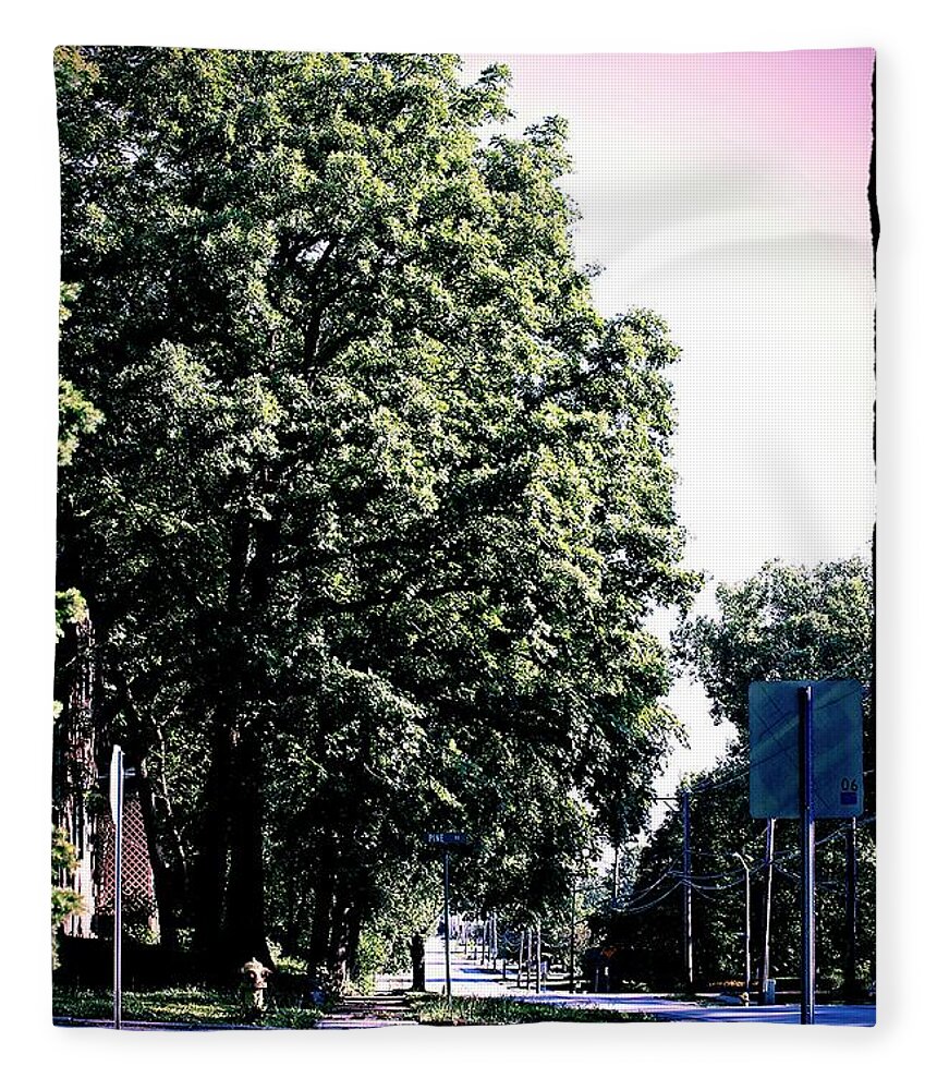 Suburban Street Fleece Blanket featuring the photograph Suburban Tree by Frank J Casella