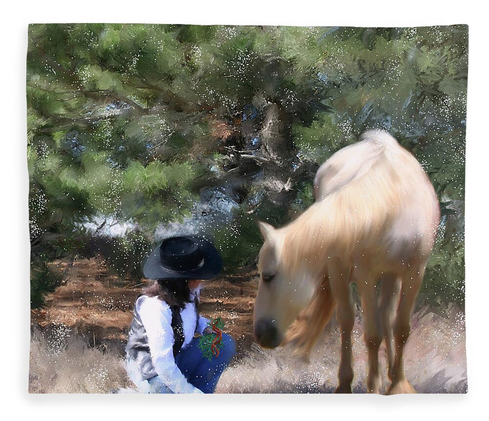 Cowgirl Fleece Blanket featuring the painting Sugar n Spice by Colleen Taylor