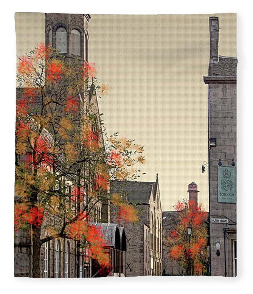Lancaster Fleece Blanket featuring the digital art Sulyard Street from Dalton Square by Joe Tamassy