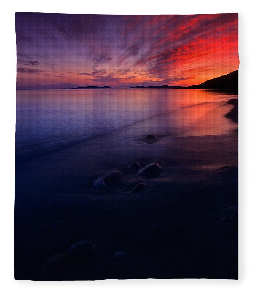 Lake Superior Fleece Blanket featuring the photograph Summer Sunset    by Doug Gibbons