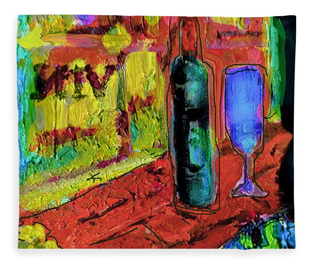 Original Art Fleece Blanket featuring the painting Summer Wine by Zsanan Studio