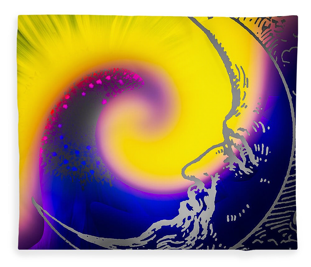 Abstract Fleece Blanket featuring the photograph Sun Moon Sea by Michael Arend