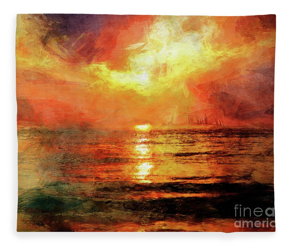 Photography Fleece Blanket featuring the digital art Sun Reflects On Ocean by Phil Perkins