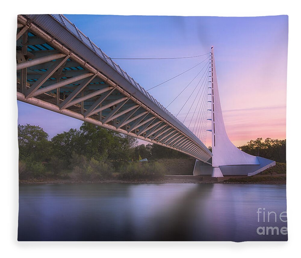 Sundial Bridge Fleece Blanket featuring the photograph Sundial Bridge 6 by Anthony Michael Bonafede