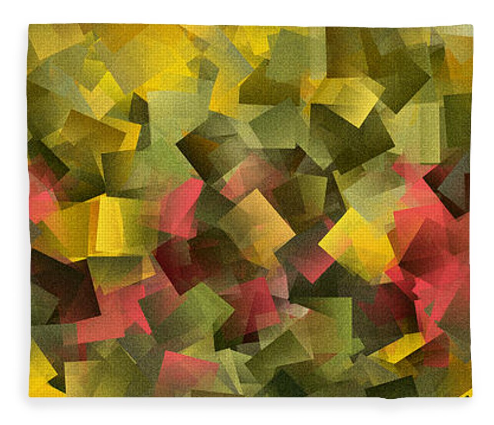 Abstract Fleece Blanket featuring the digital art Sunflower Fields Abstract Squares Part 6 by Jason Freedman