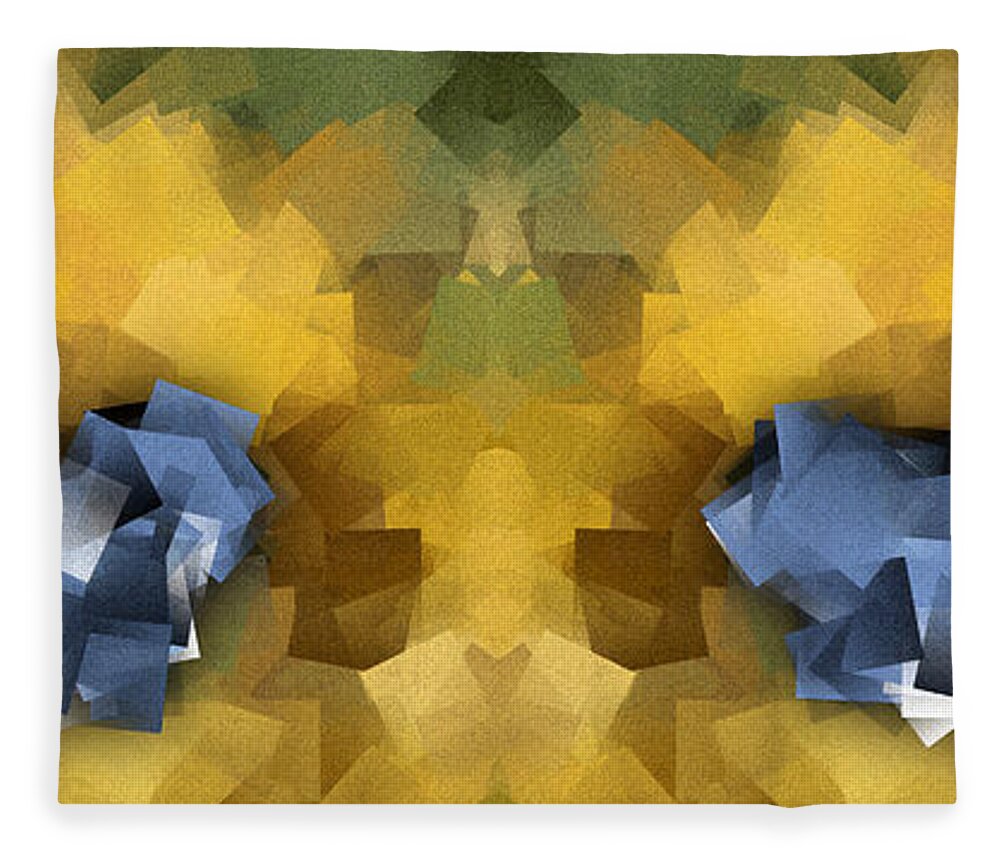Abstract Fleece Blanket featuring the digital art Sunflower Fields Abstract Squares Part 8 by Jason Freedman