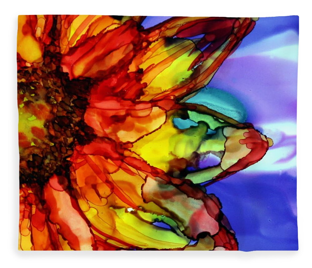 Sunflower Fleece Blanket featuring the painting Sunflower by Maria Barry