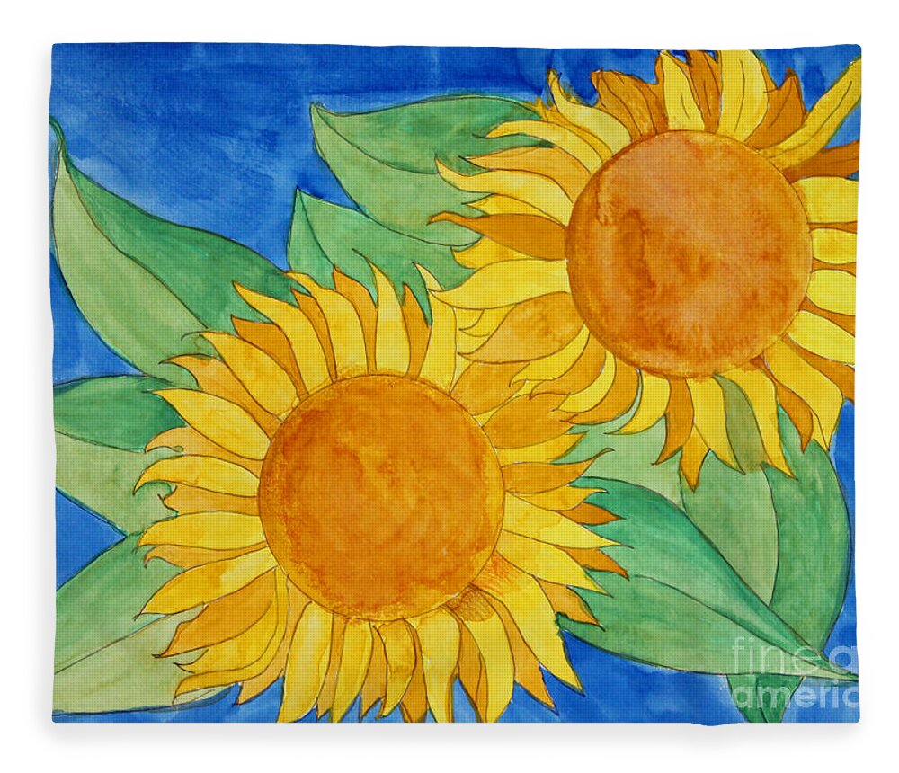 Sunflower Fleece Blanket featuring the painting Sunflowers by Norma Appleton