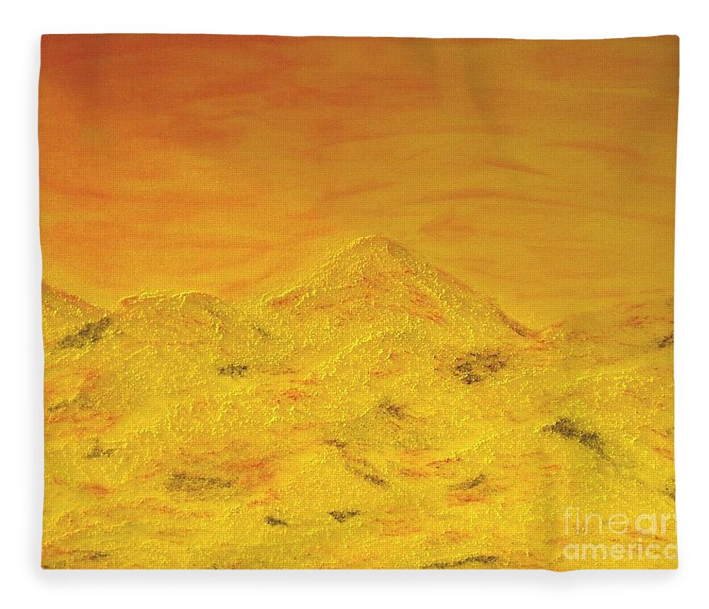 Nature Art Fleece Blanket featuring the painting Sunnymountains by Pilbri Britta Neumaerker