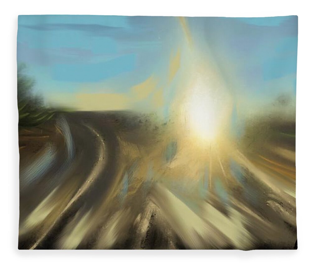 Landscape Fleece Blanket featuring the digital art Sunrise by Angela Weddle