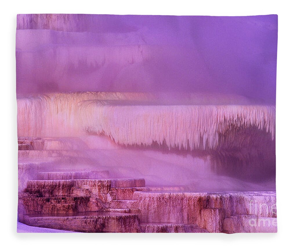 North America Fleece Blanket featuring the photograph Sunrise at Minerva Springs Yellowstone National Park by Dave Welling