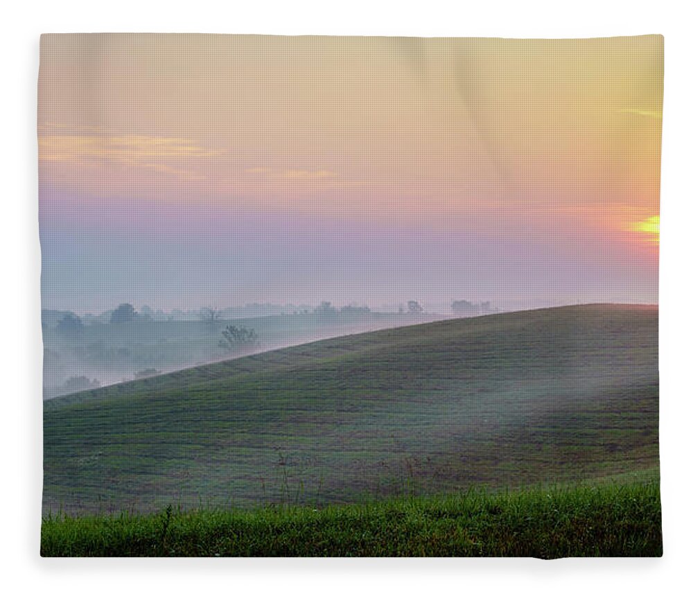 Bluegrass Fleece Blanket featuring the photograph Sunrise over Central Kentucky by Alexey Stiop